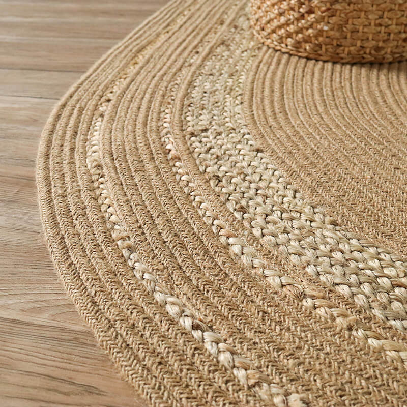 Natural Hand-Braided Round Jute Rug