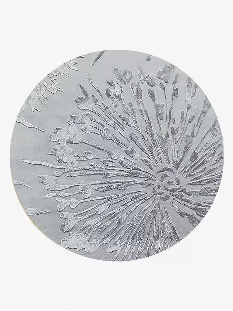 Silver Modern Abstract Round Rug - Houseoon