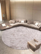 Silver Modern Abstract Round Rug - Houseoon
