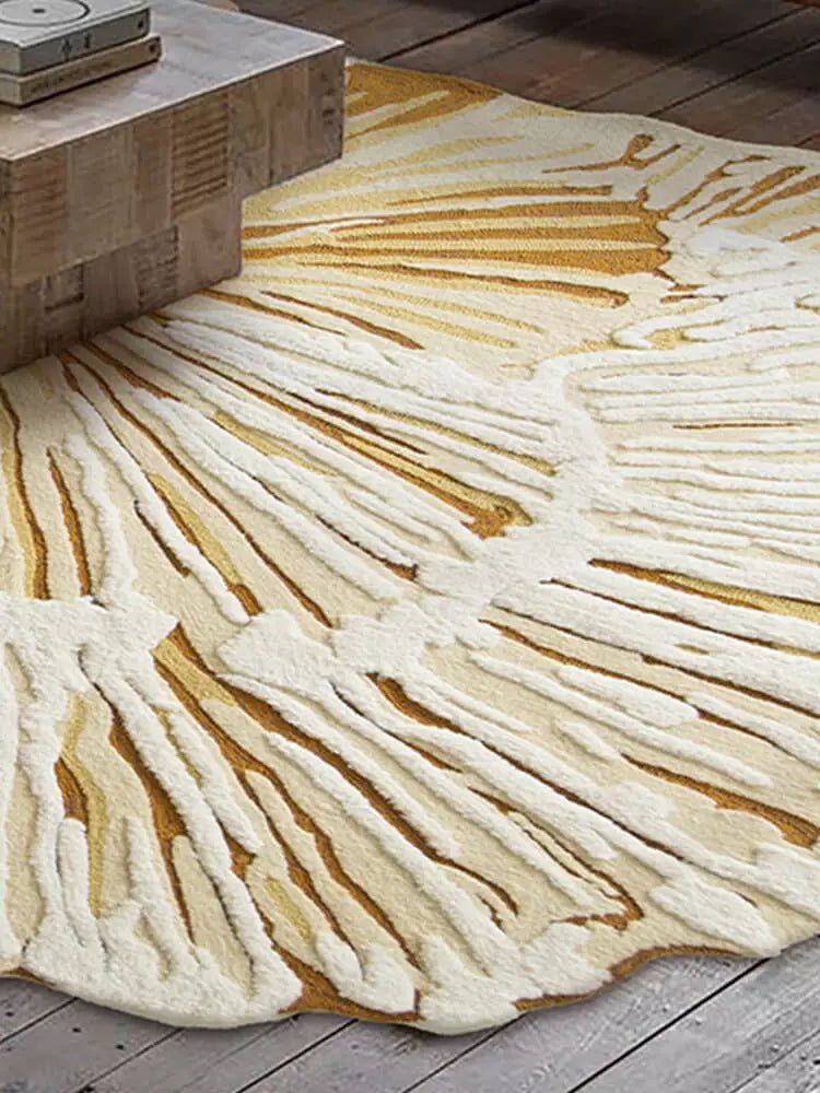 Taniea Yellow Textures Rug - Houseoon