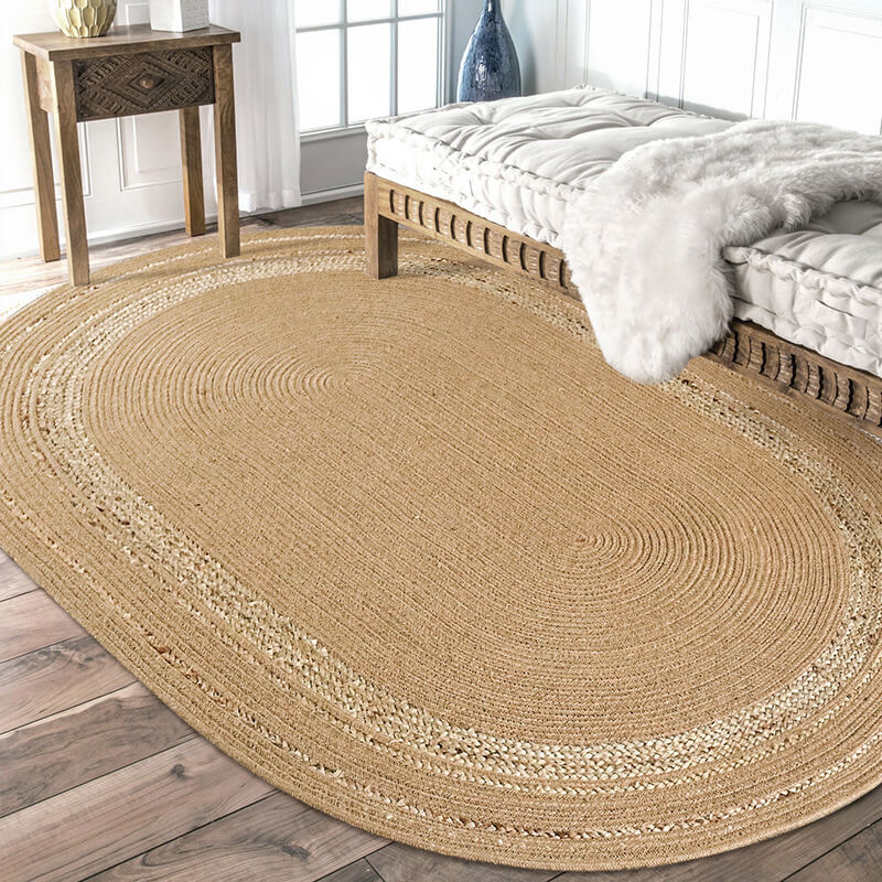 Natural Hand-Braided Round Jute Rug