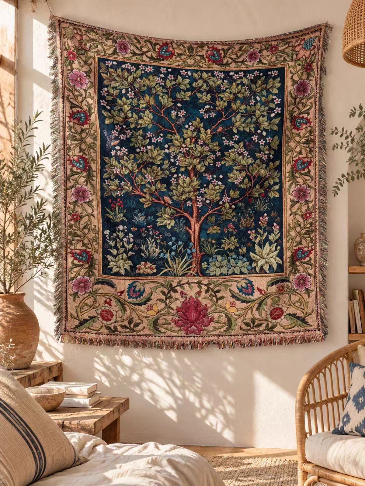 Vintage Tree of Life Woven Wall Tapestry | 130×160cm | Jacquard Weave | Custom Patterns & Sizes Available - Houseoon Hauptbild