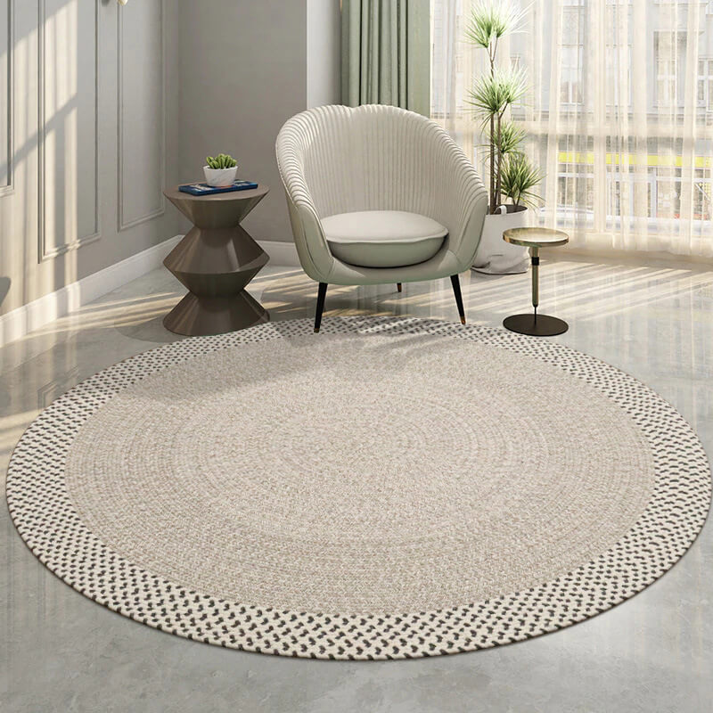 Round mixed color wool carpet Rug